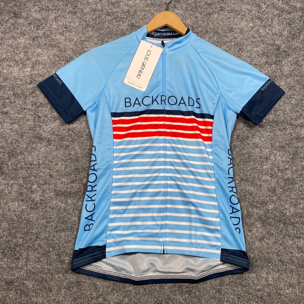 Louis Garneau Backroads Womens Cycling Jersey Blue‎ Striped Full Zip S 3M42270